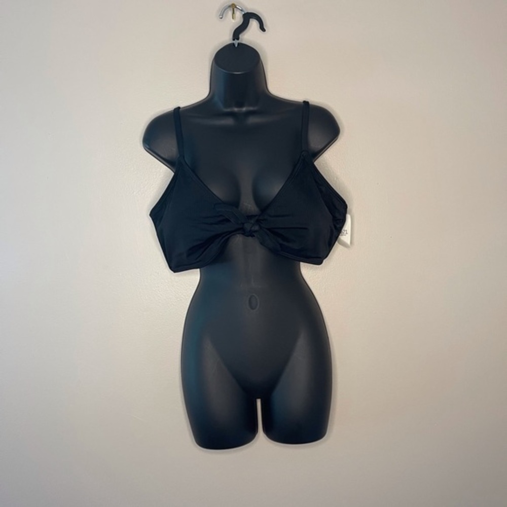 Rue21 Plus Size Bikini Top 2X Black Faux Tie Front Swim Top NWT Curve Fit